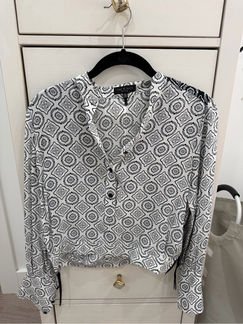 Rag n Bone Black and White Geometric Print Blouse